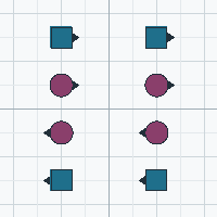 Two-Faced Lines: two lines back to back, each facing outward.